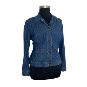 Cherokee XXL 1X Medium Wash Denim Button Down Top Y2K Big Shirt Pockets Western